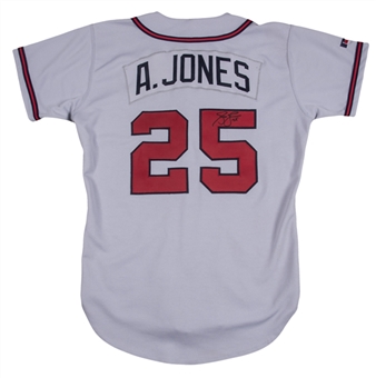 1996-98 Andruw Jones Game Issued and Signed Atlanta Braves #25 Road Jersey (Henderson LOA & Beckett)